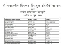 श्री भारतवर्षीय दिगम्बर जैन श्रुत संवर्धिनी महासभा द्वारा आचार्य शांति सागर छात्रवृत्ति